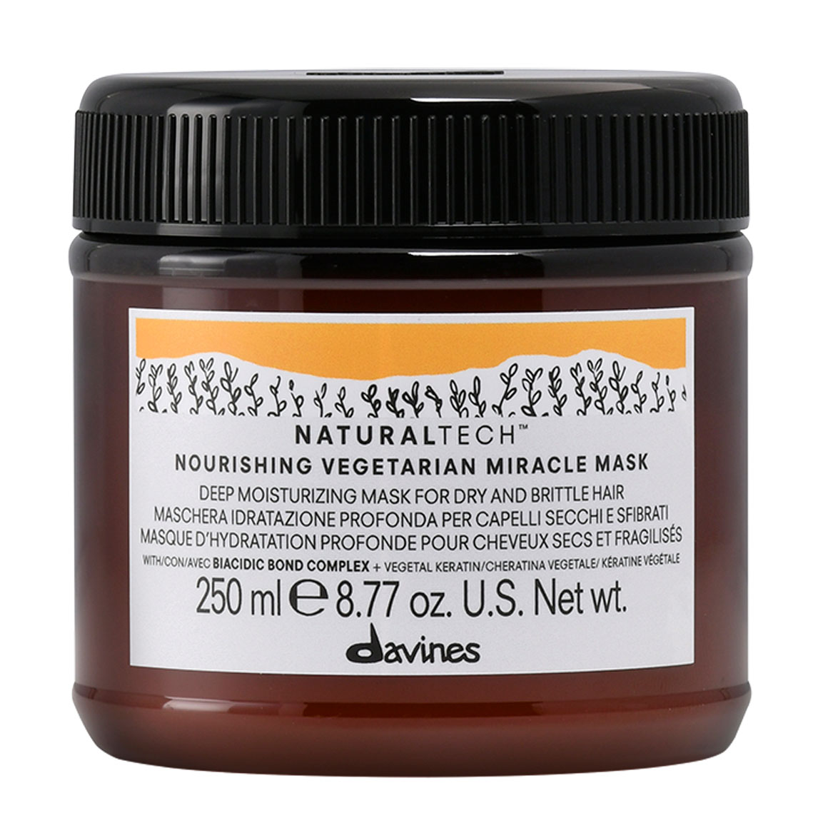 Живильна зволожувальна маска Davines Naturaltech Nourishing Vegetarian Miracle Mask Вегетаріанське диво для сухого та ламкого волосся, 250 мл